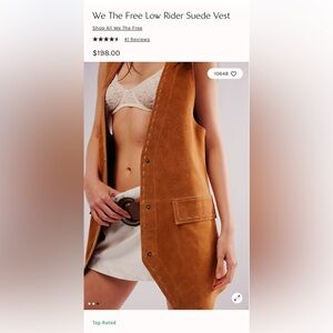 Free People Low Rider Suede Vest - Size Small - Cowboy Western Leather Vest